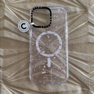 Casetify Transparent Case with pink/rose gold Glitter Accents